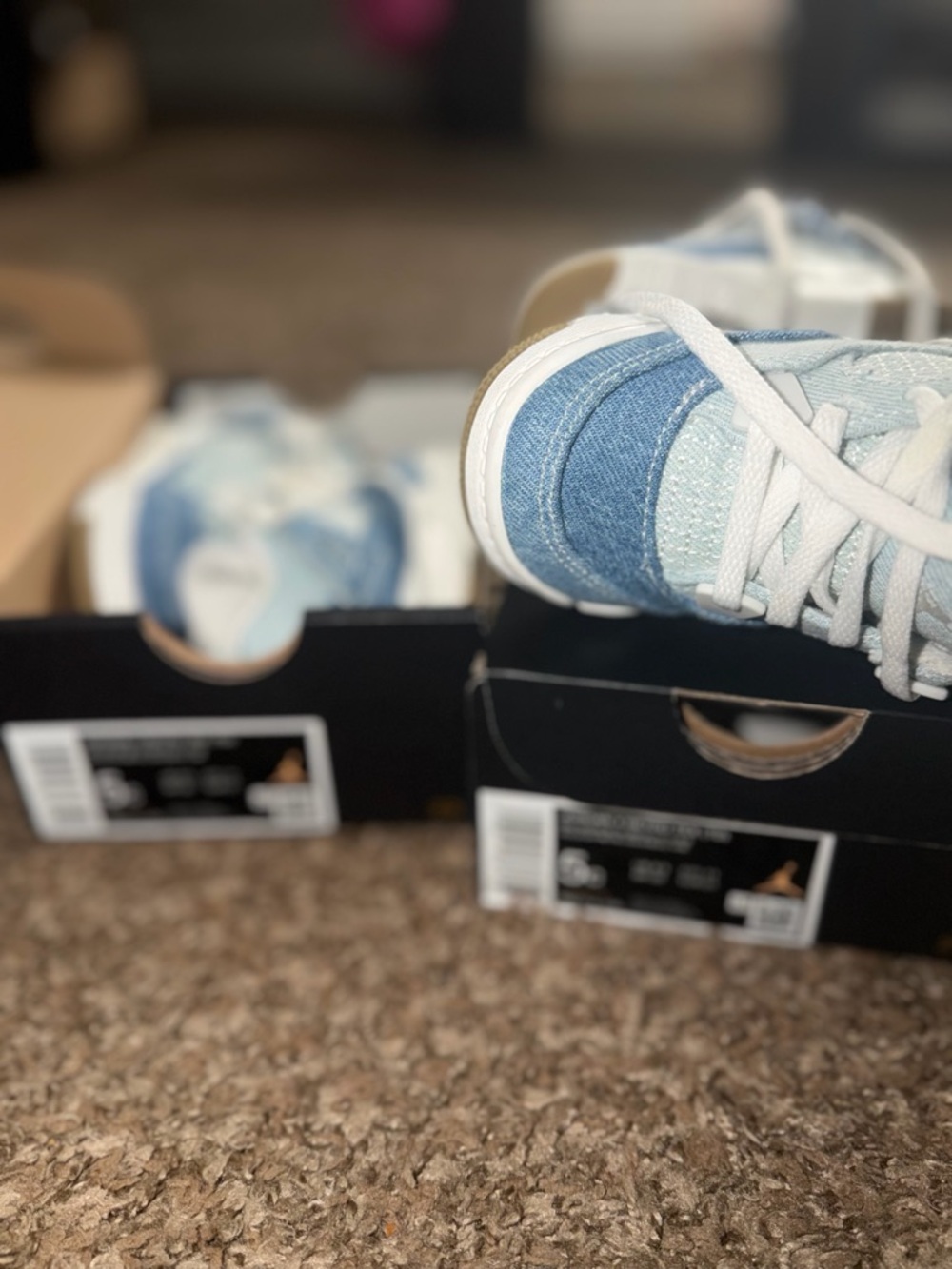 Jordan Kids Denim Blue and White Sneakers